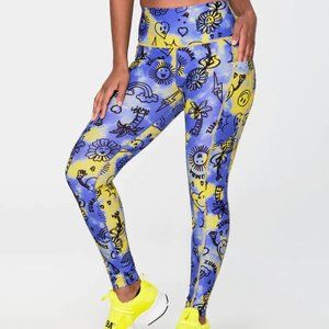 NWT Zumba Happy High Waisted Ankle Leggings - Purple Pop XS